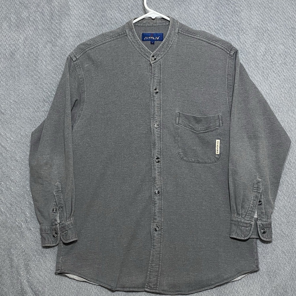 Stefano Button Up Sweatshirt Men's Sz Large Gray Long Sleeve Soft Casual